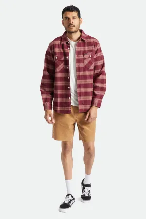 BRIXTON BOWERY STRETCH L/S UTILITY FLANNEL - Crimson