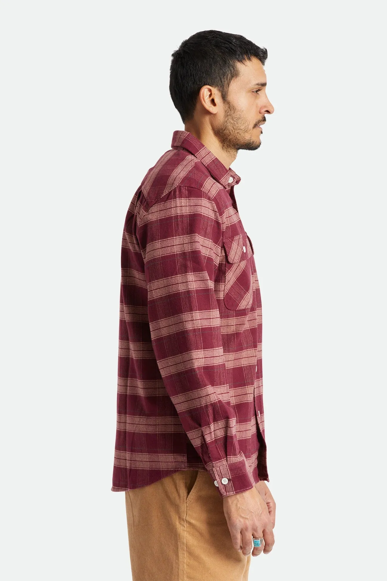 BRIXTON BOWERY STRETCH L/S UTILITY FLANNEL - Crimson