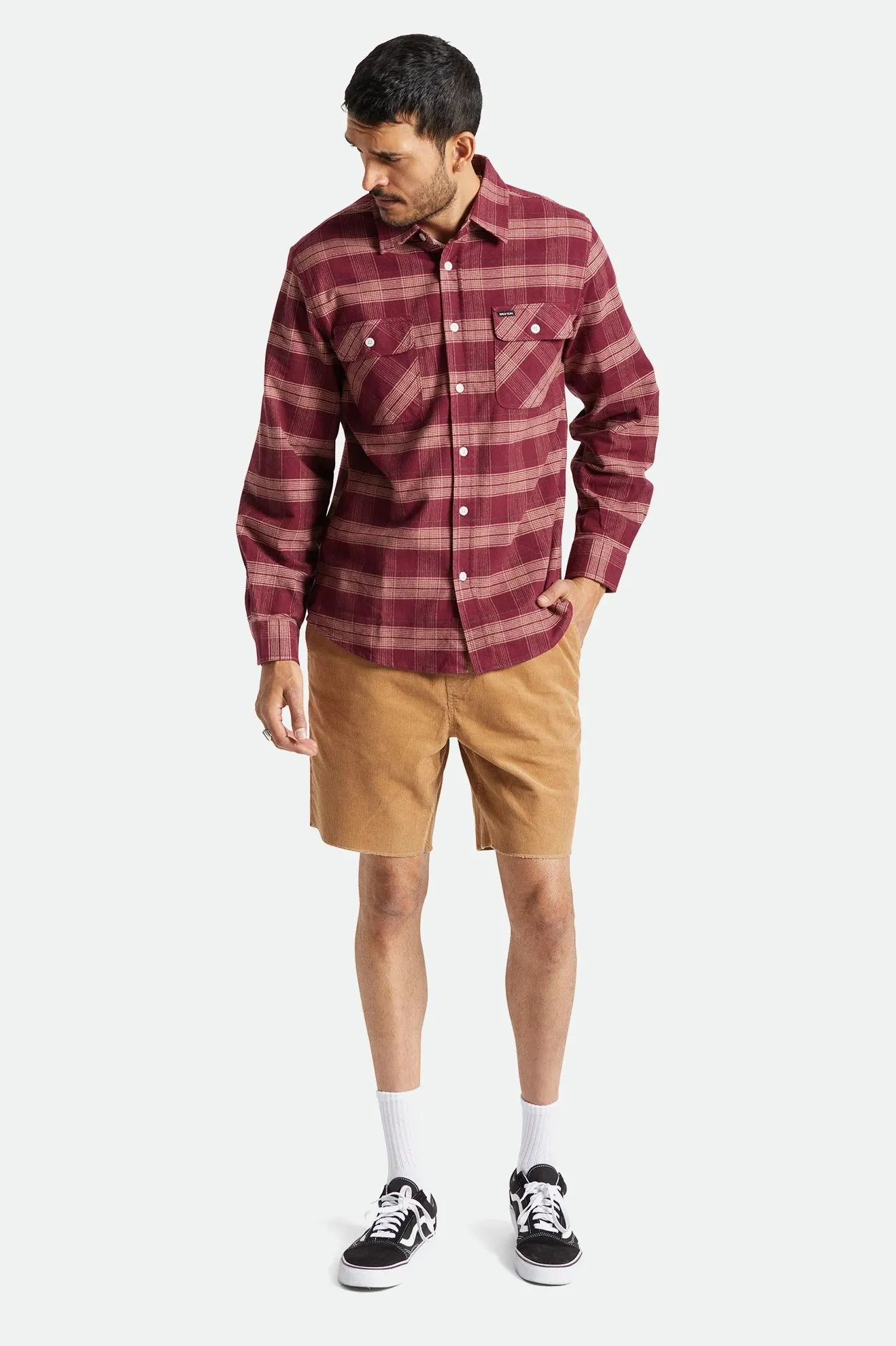 BRIXTON BOWERY STRETCH L/S UTILITY FLANNEL - Crimson
