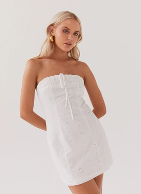 Bronwyn Broderie Mini Dress - White Smart touch Subtle Detail