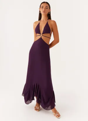 skin friendly Event Safe Bronx Halterneck Maxi Dress - Mulberry