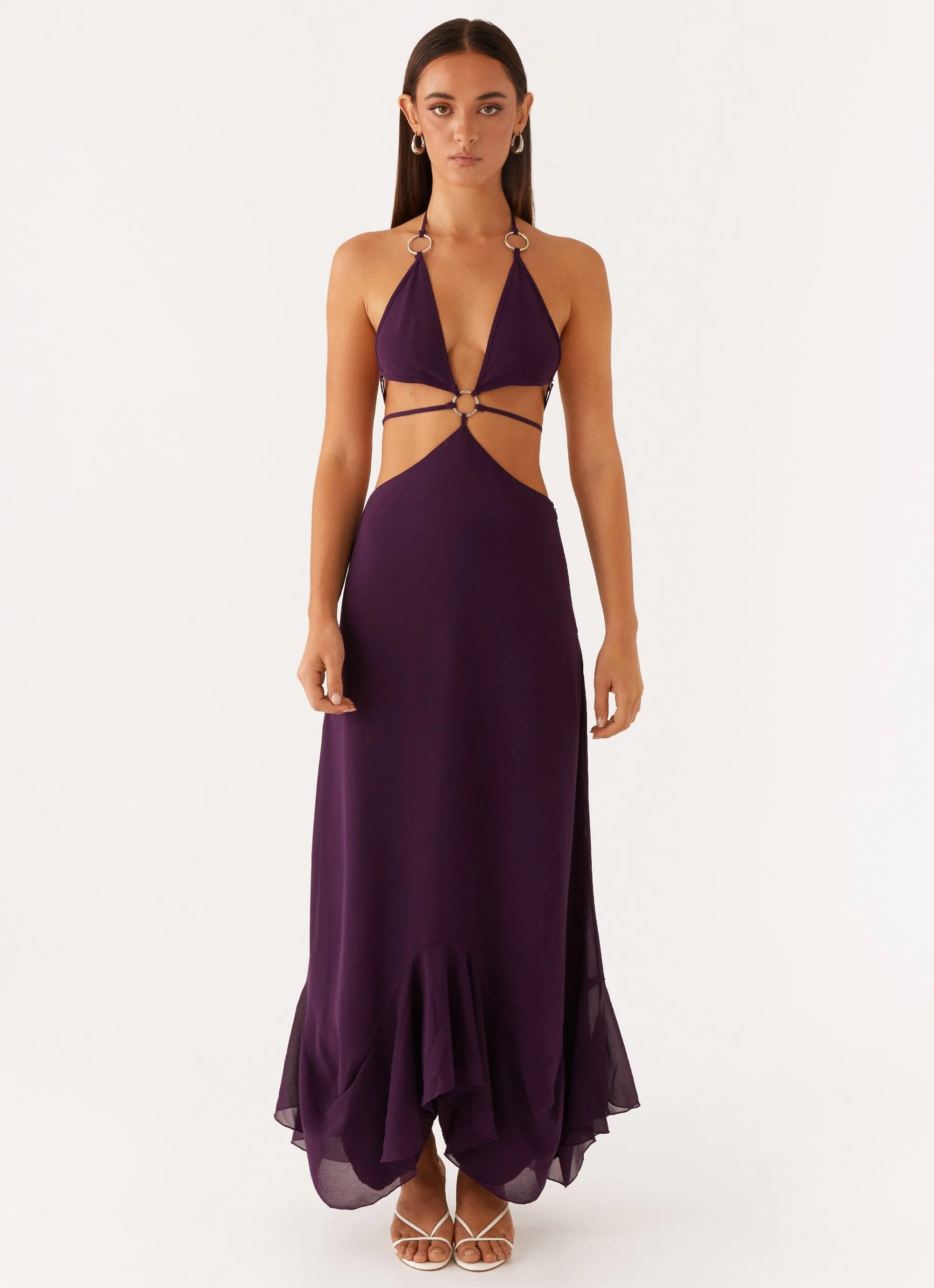 Happy Fit Petite Chic Bronx Halterneck Maxi Dress - Mulberry