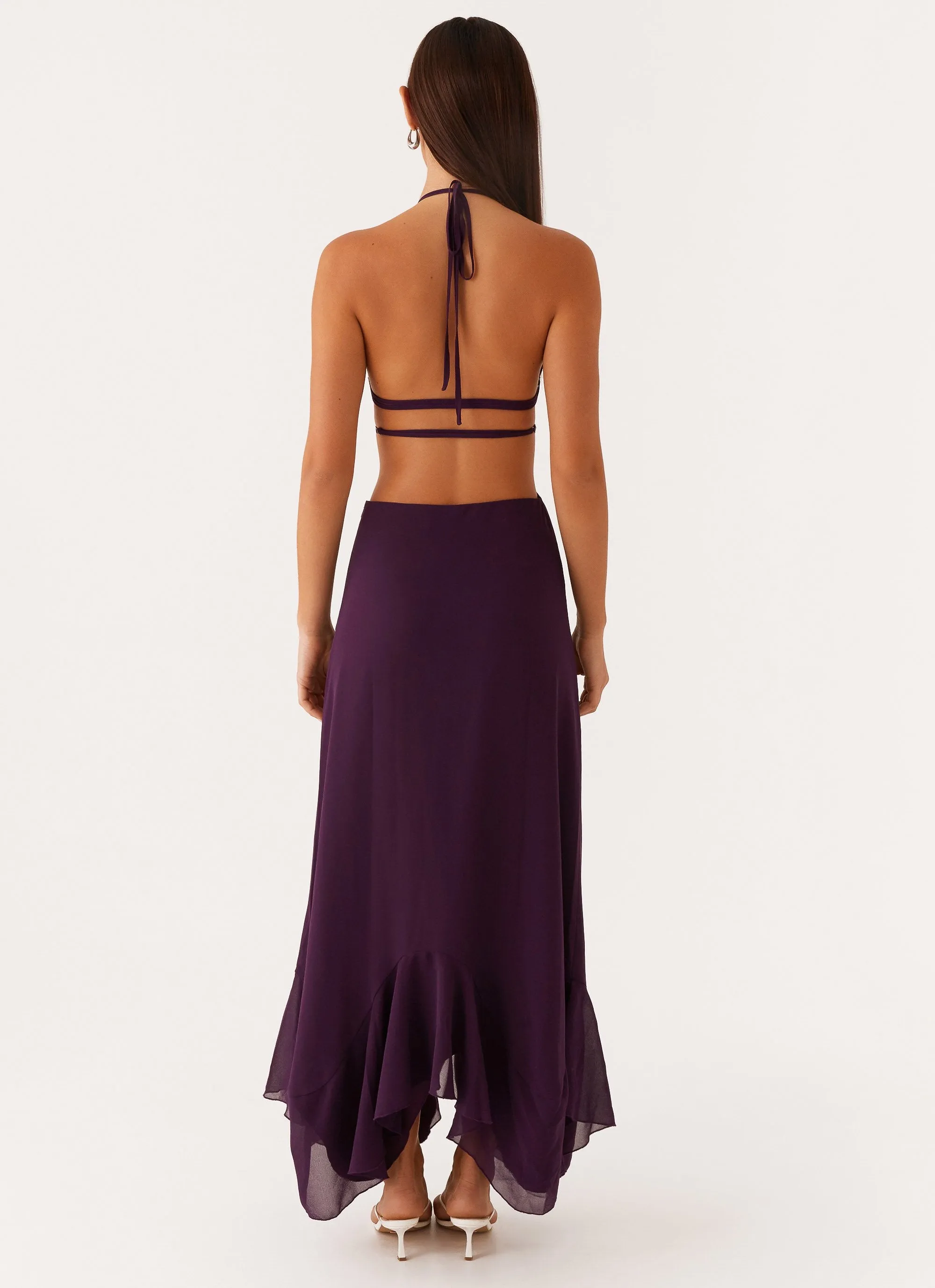 Bronx Halterneck Maxi Dress - Mulberry Simple Shape