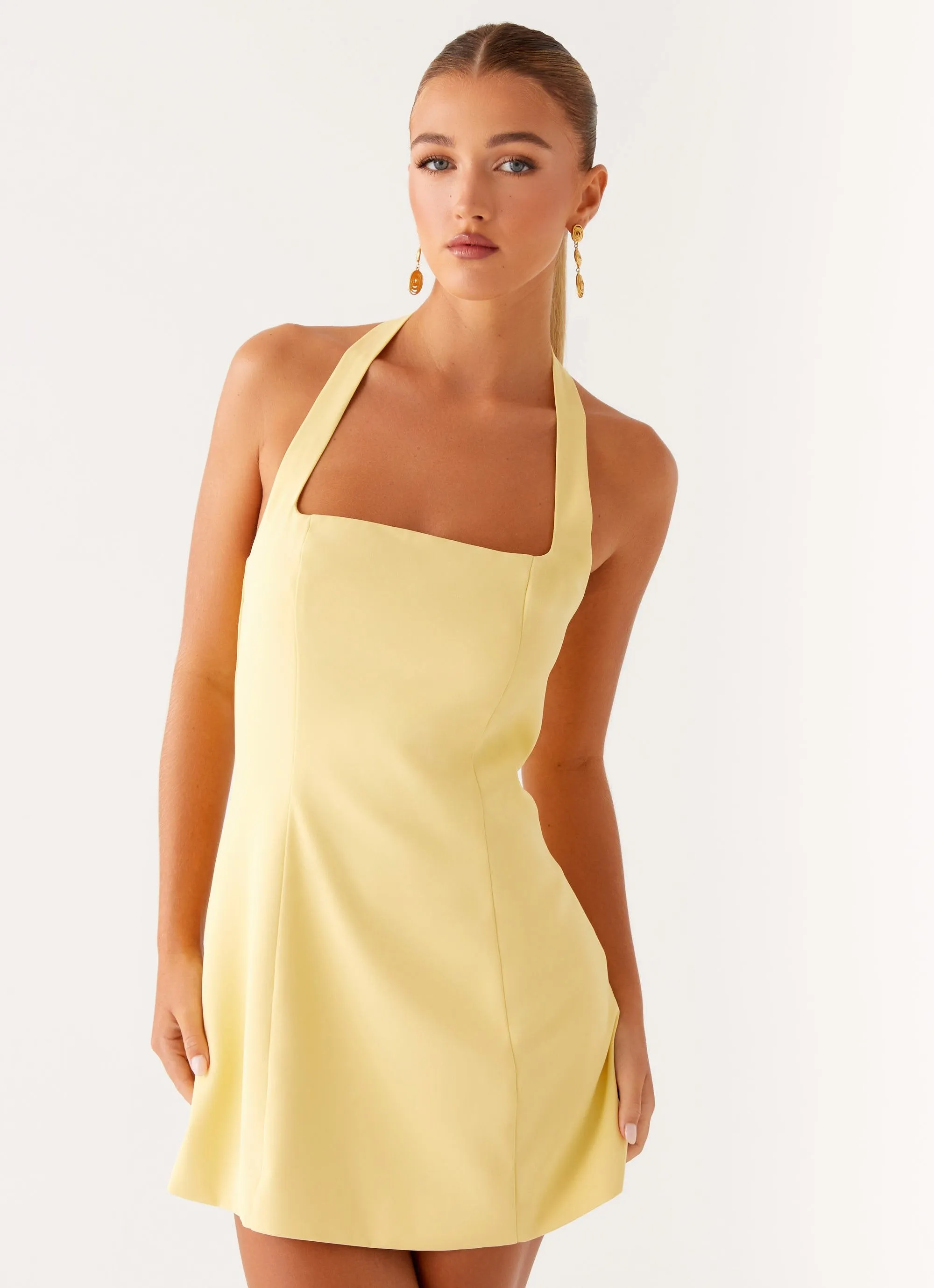Remi Halter Mini Dress - Yellow Relaxed Line Regular-fit