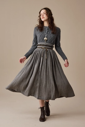 Durable Reinforced Elbows Hydrophobic Surface Treatment Bruna 17 |Striped Linen Skirt