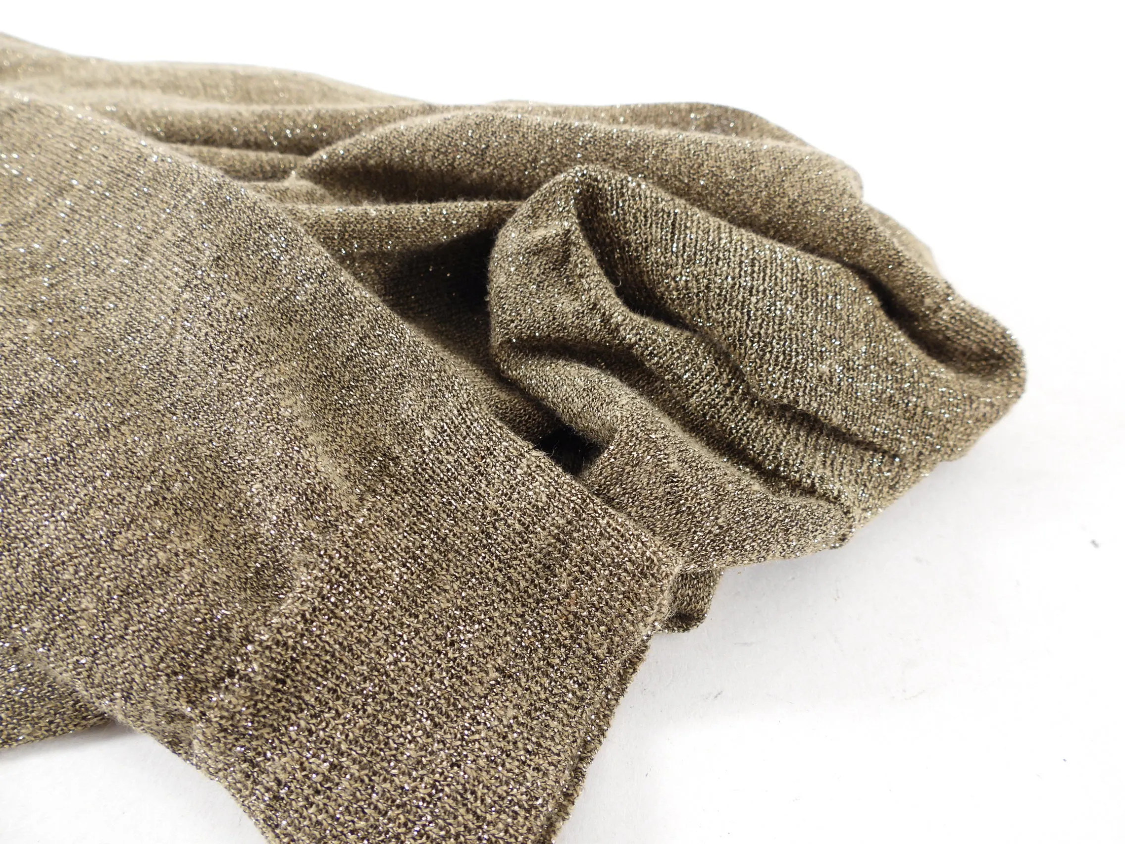Brunello Cucinelli Gold Shimmer Monili V-Neck Sweater - M