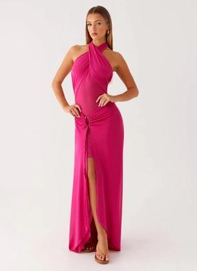 Scoop-Neck Refined Presence Ericka Maxi Dress - Hot Pink