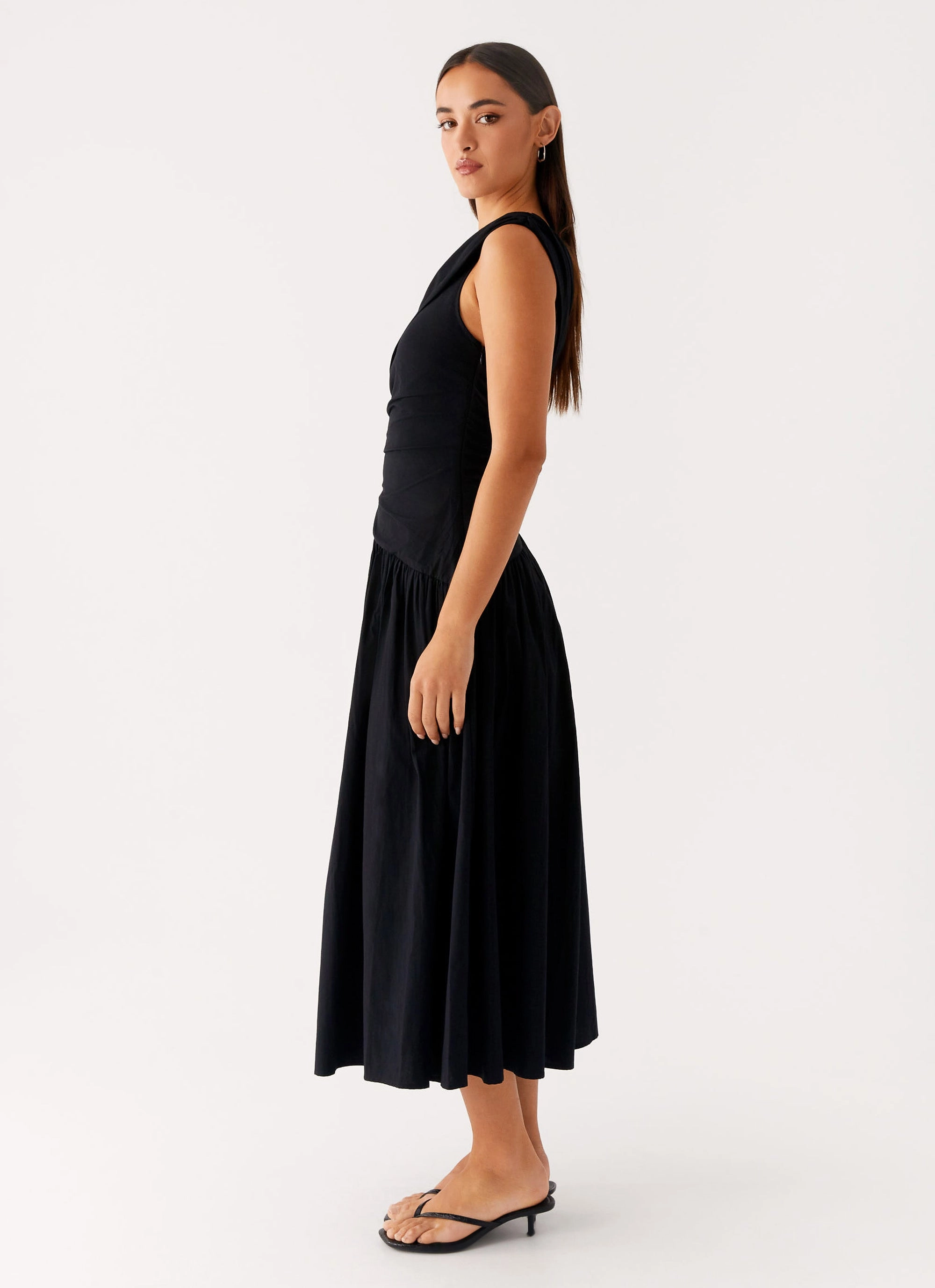 Janessa Midi Dress - Black Chic Comfort Wear Fit Easy