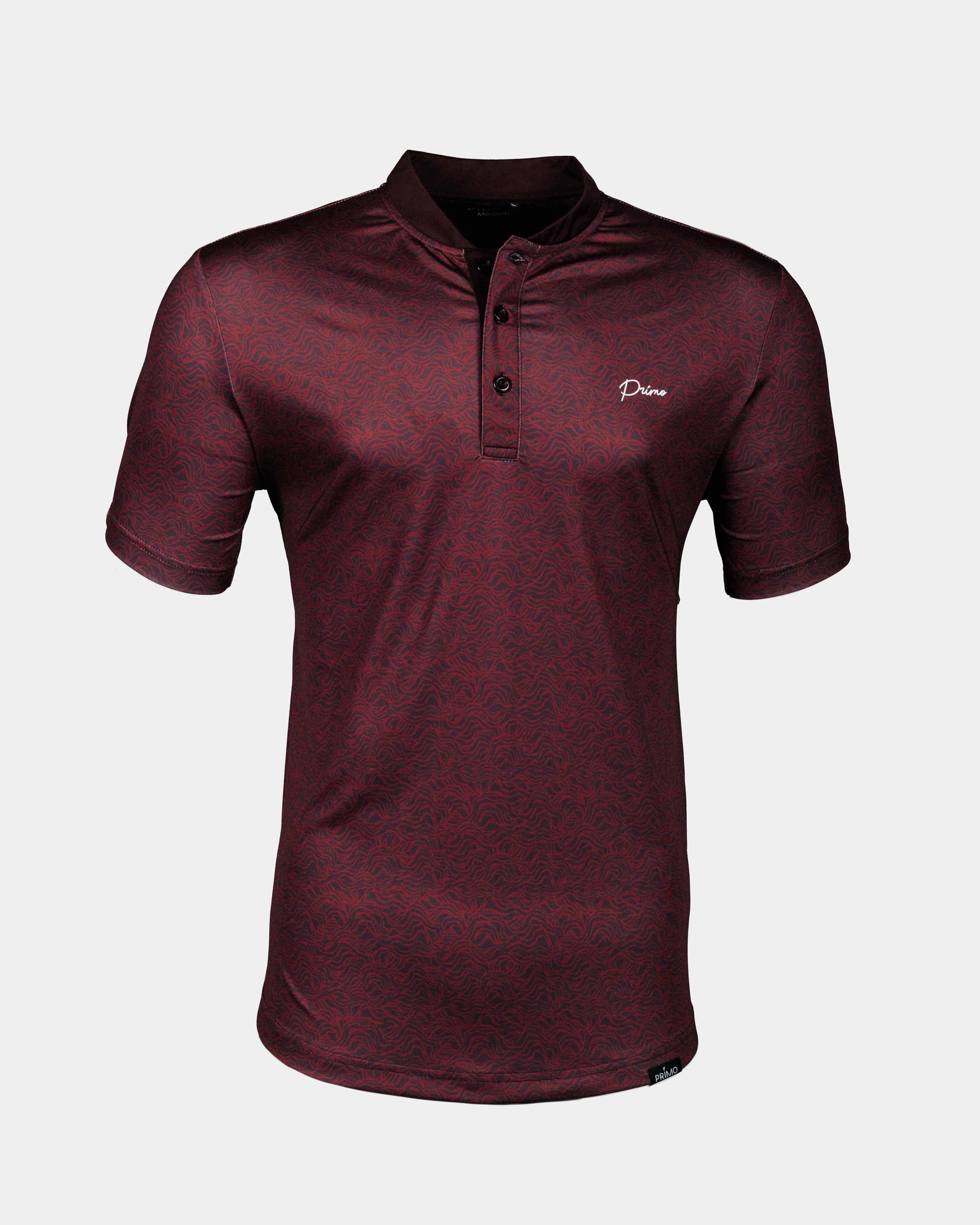 Reinforced Elbow Patches Stretchable Knit Grant Horvat Maroon Waves Blade Polo