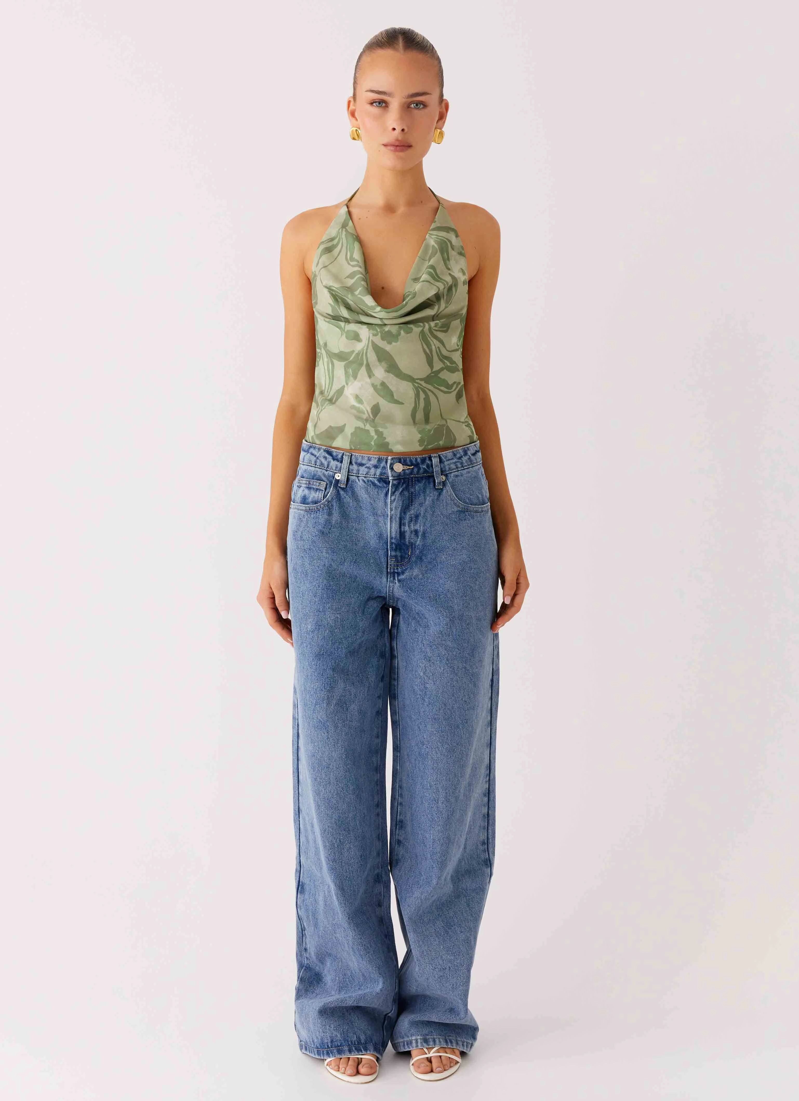 Elspeth Cowl Top - Jade Fern WrinkleFree Structure Adaptive Temperature Control