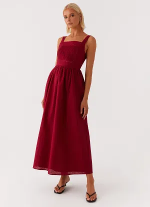 Sleek Movement Work or Play Brylin Linen Midi Dress - Red