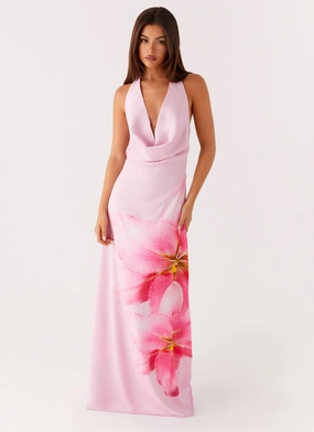 Day Romance Sleek Fit Bryony Cowl Maxi Dress - Pink