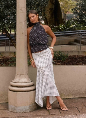 Buffy Maxi Skirt - White Polkadot Comfy Wearable