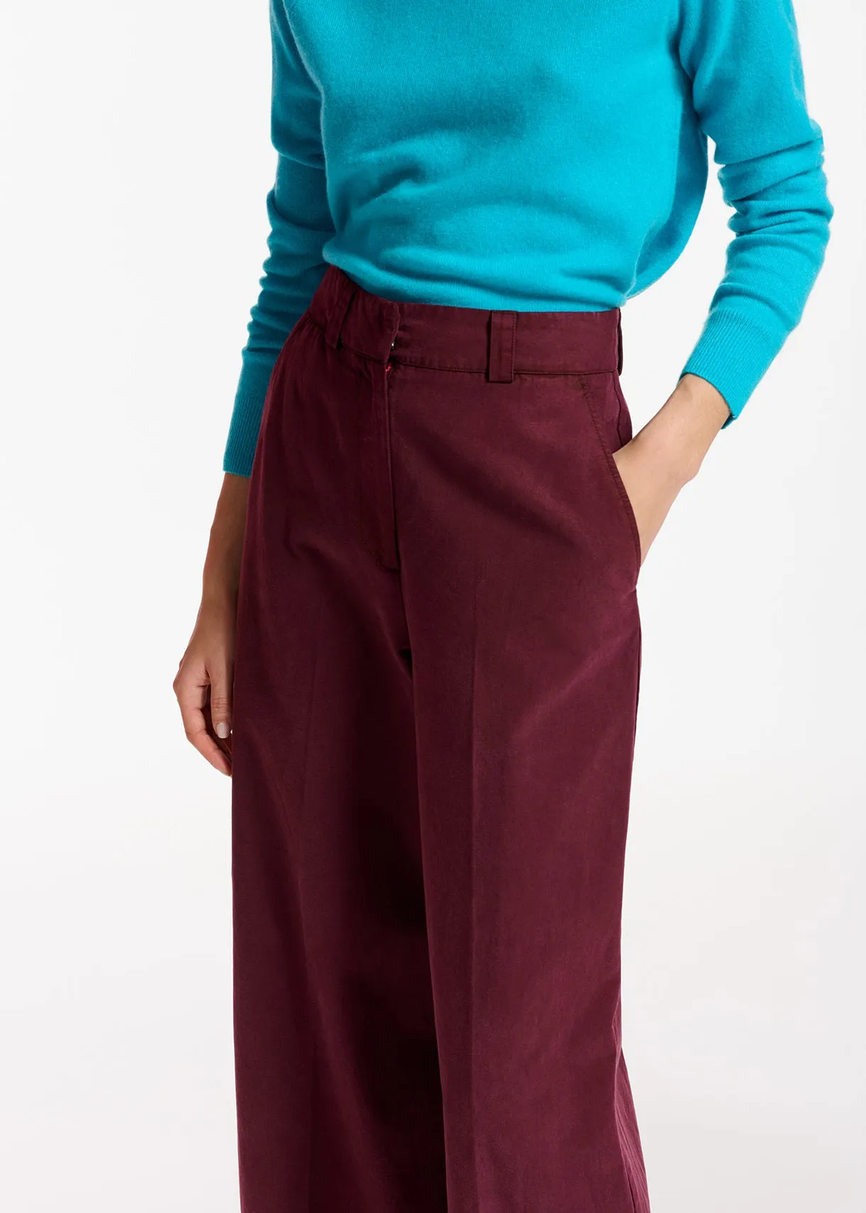 Burgundy straight-leg pants