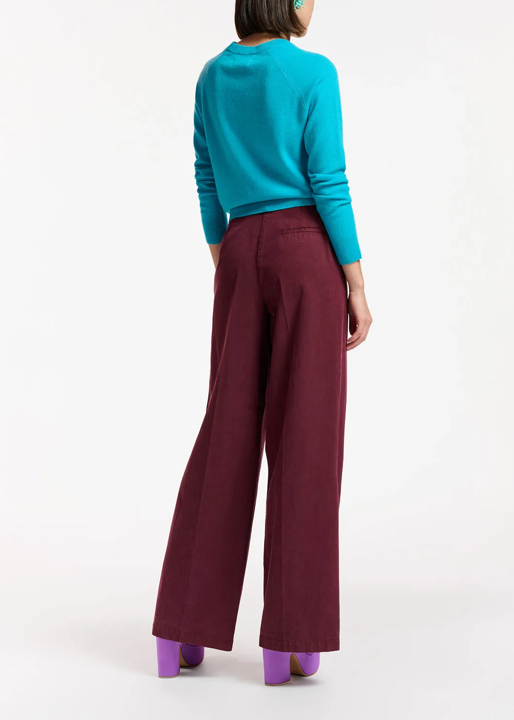 Burgundy straight-leg pants