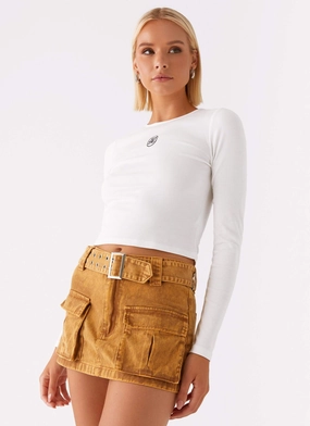 Burning Bridges Mini Skirt - Brown Quick drying material