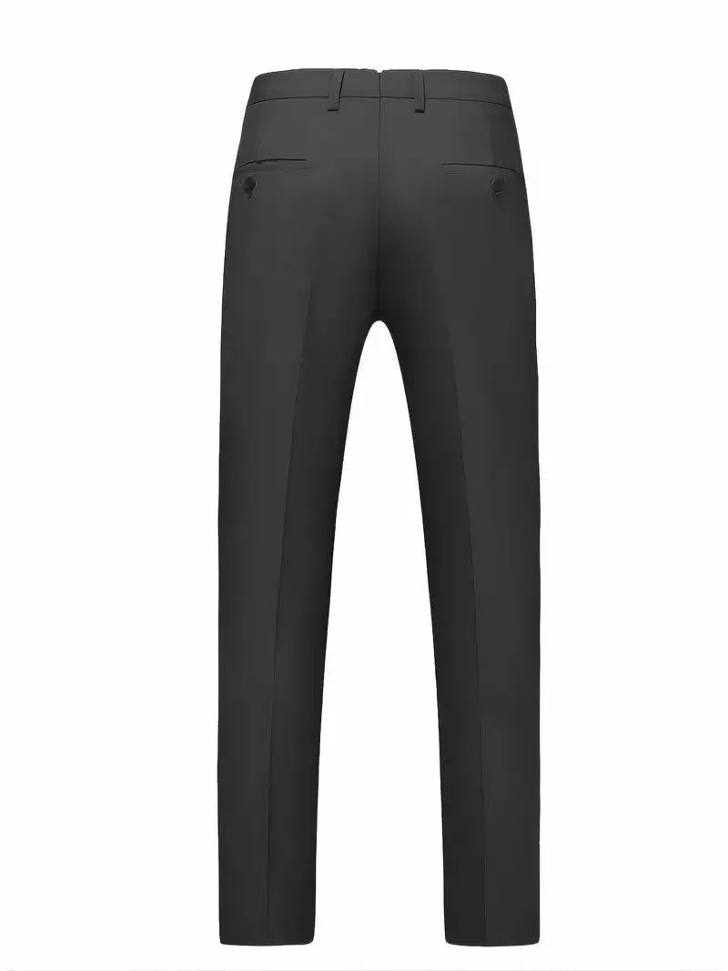 Business Men's 3 Piece Regular Fit Peak Lapel Flat Men's Suit (Blazer Vest Pants)