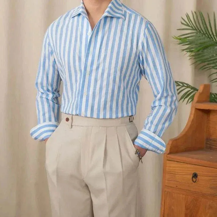 Business striped white summer shirt