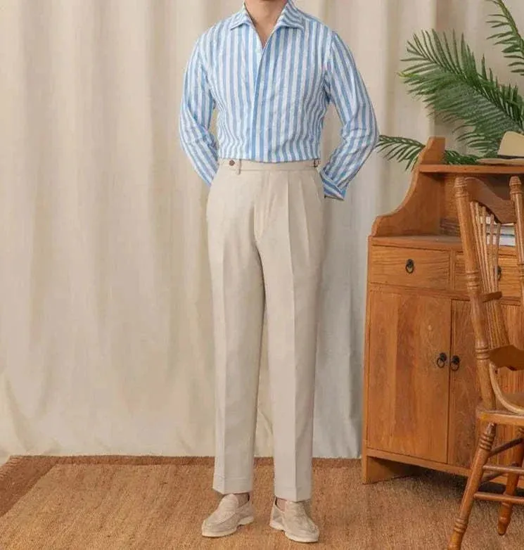 Business striped white summer shirt