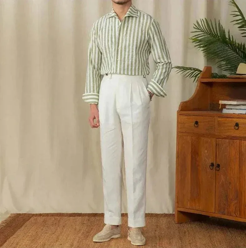 Business striped white summer shirt
