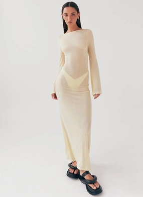 All Timewear Olivia Long Sleeve Maxi Dress - Lemon
