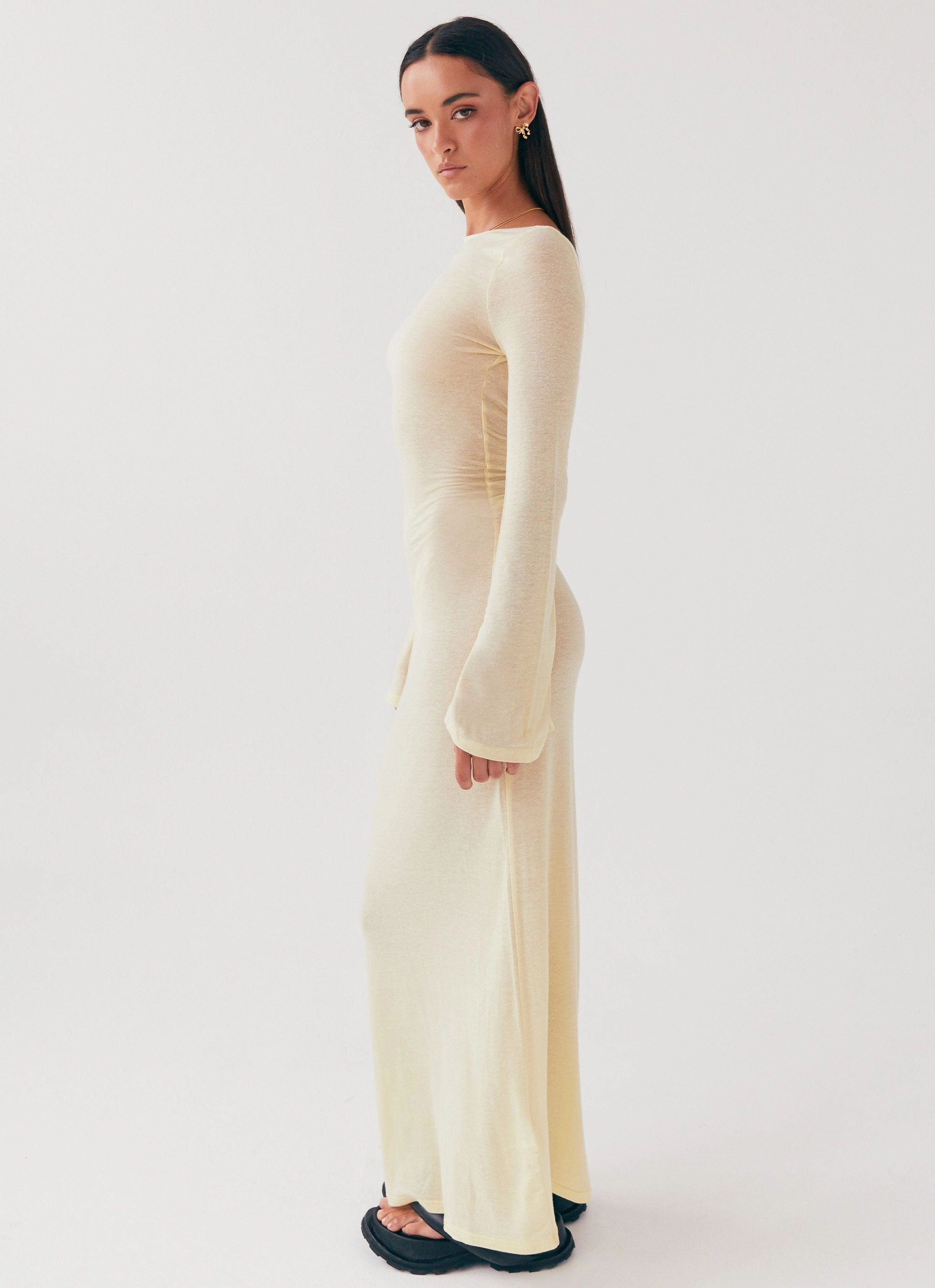 Olivia Long Sleeve Maxi Dress - Lemon Bold Fashion