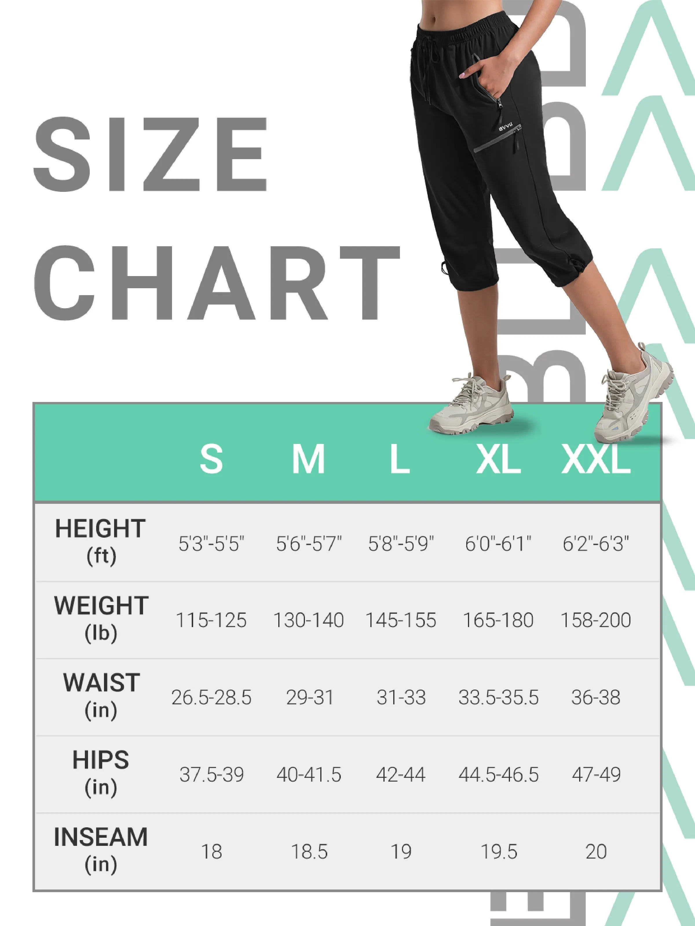 BVVU Women's Cargo Capris Hiking Pants Lightweight Quick Dry Joggers Summer Outdoor Waterproof Workout Pants with Pockets