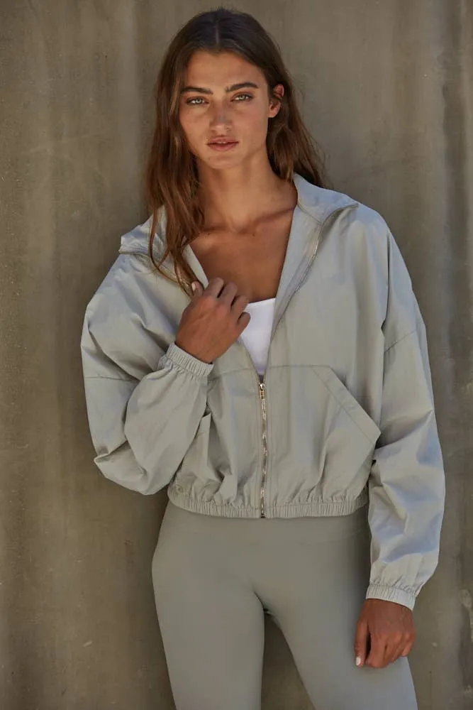 By Together Nylon Zip Up Jacket Top