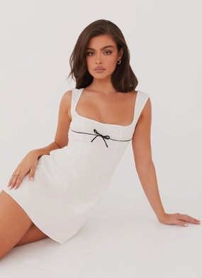 Cadence Mini Dress - White Zip-Closure