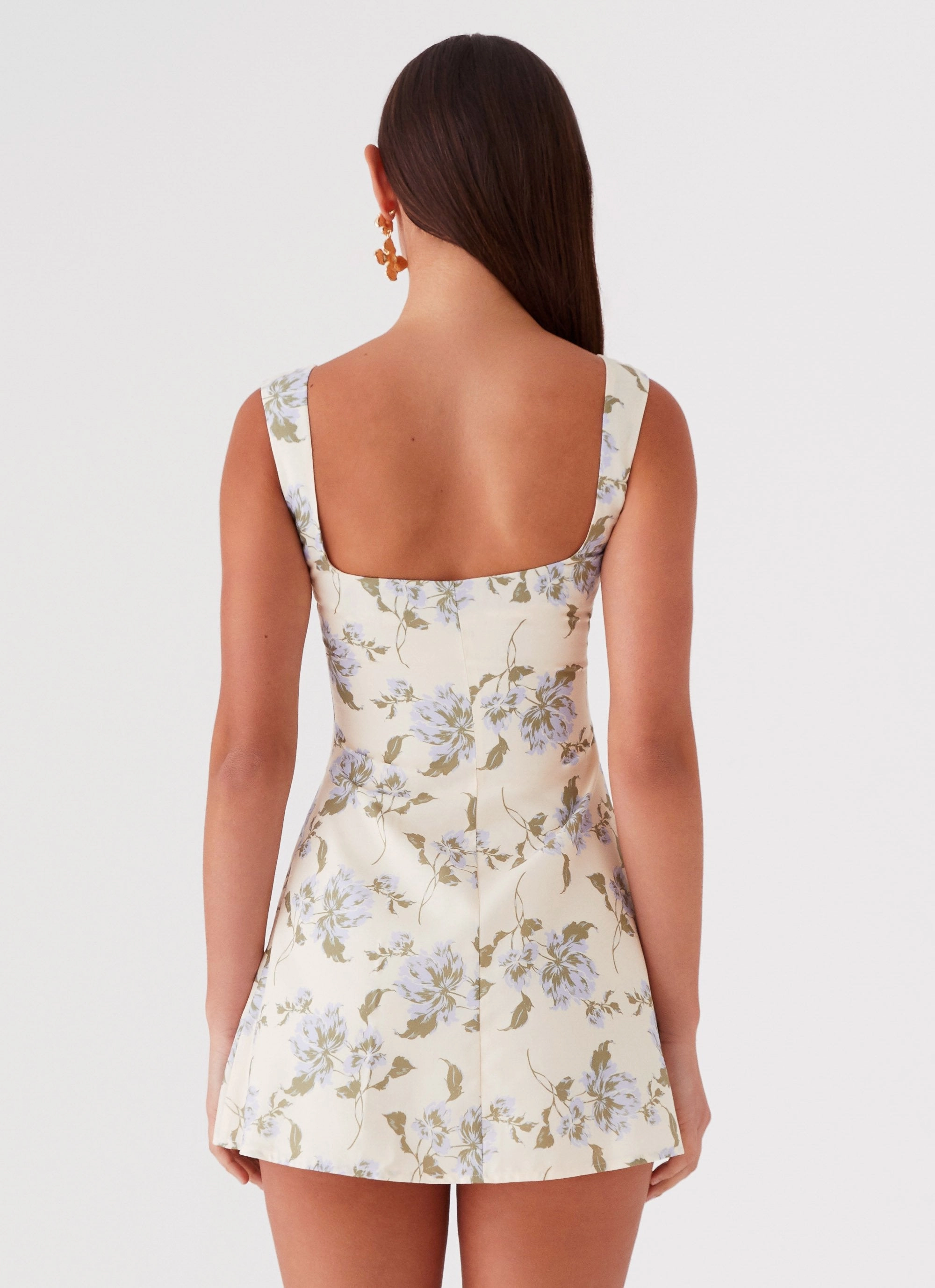 Contemporary Look Cadence Mini Dress - Yellow Purple Floral