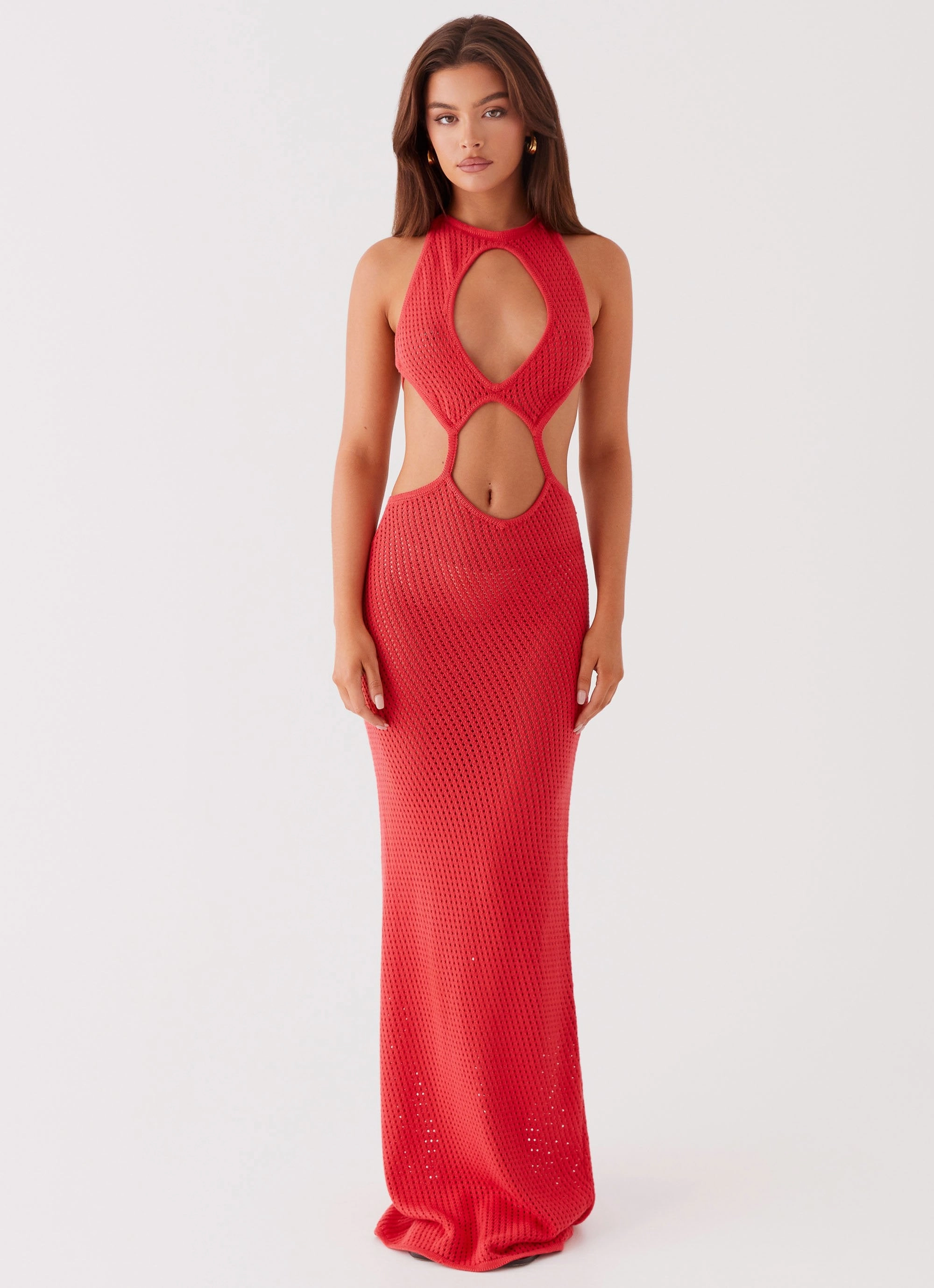 Timeless Comfort Office Mood Caicos Crochet Maxi Dress - Red