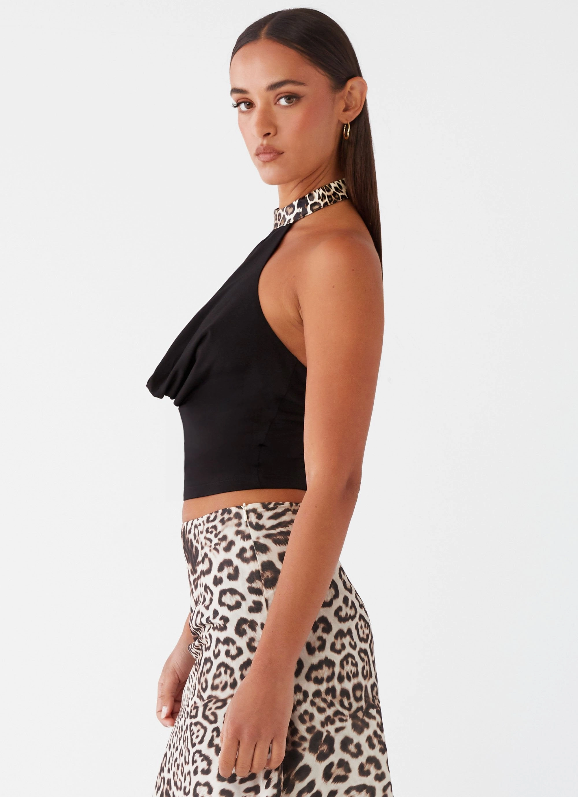 Cairo Halter Top - Black WrinkleResistant Cloth