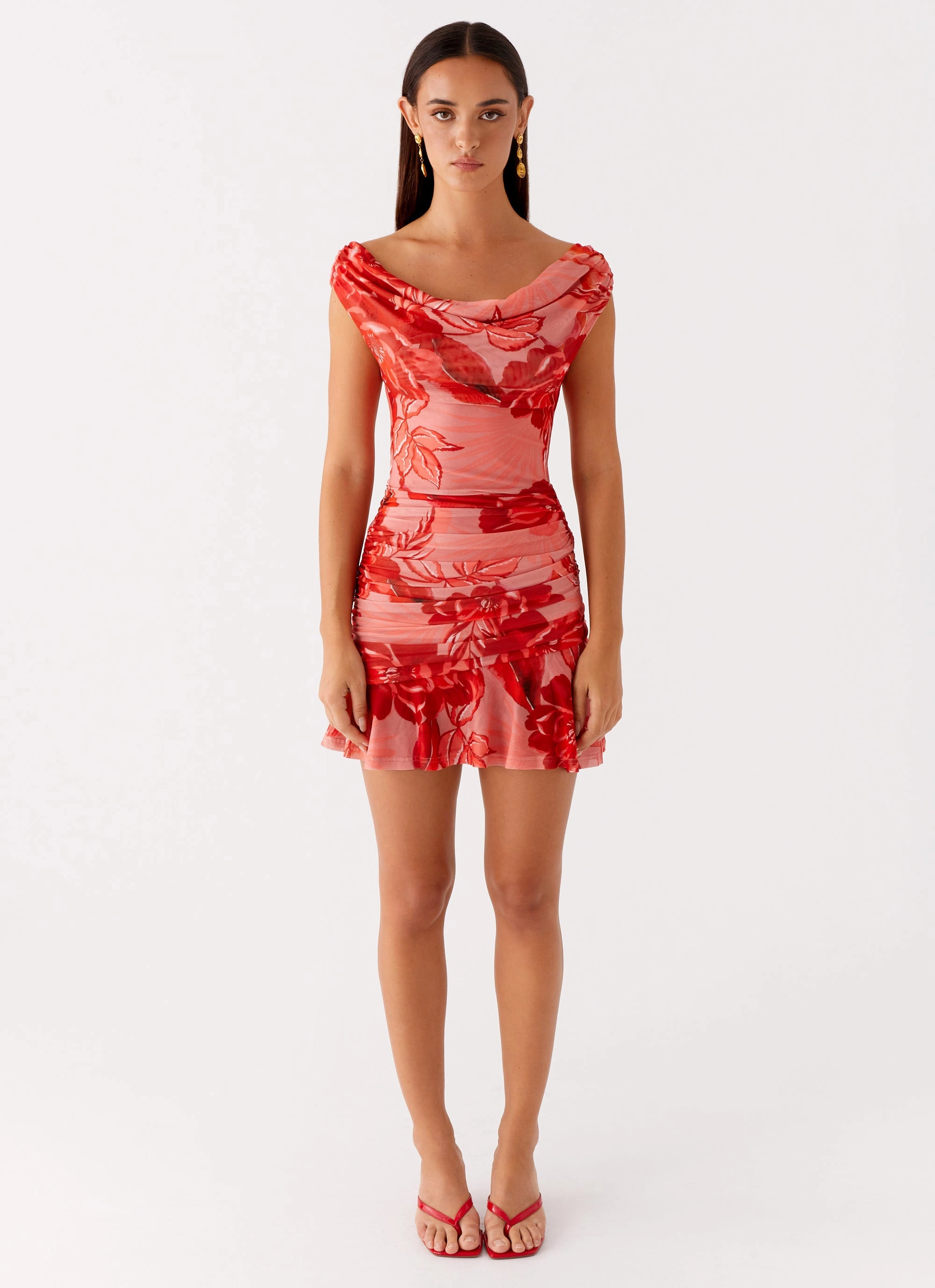 Velvet-Touch Casual event dress Cait Mini Dress - Sicily Sunsets Print