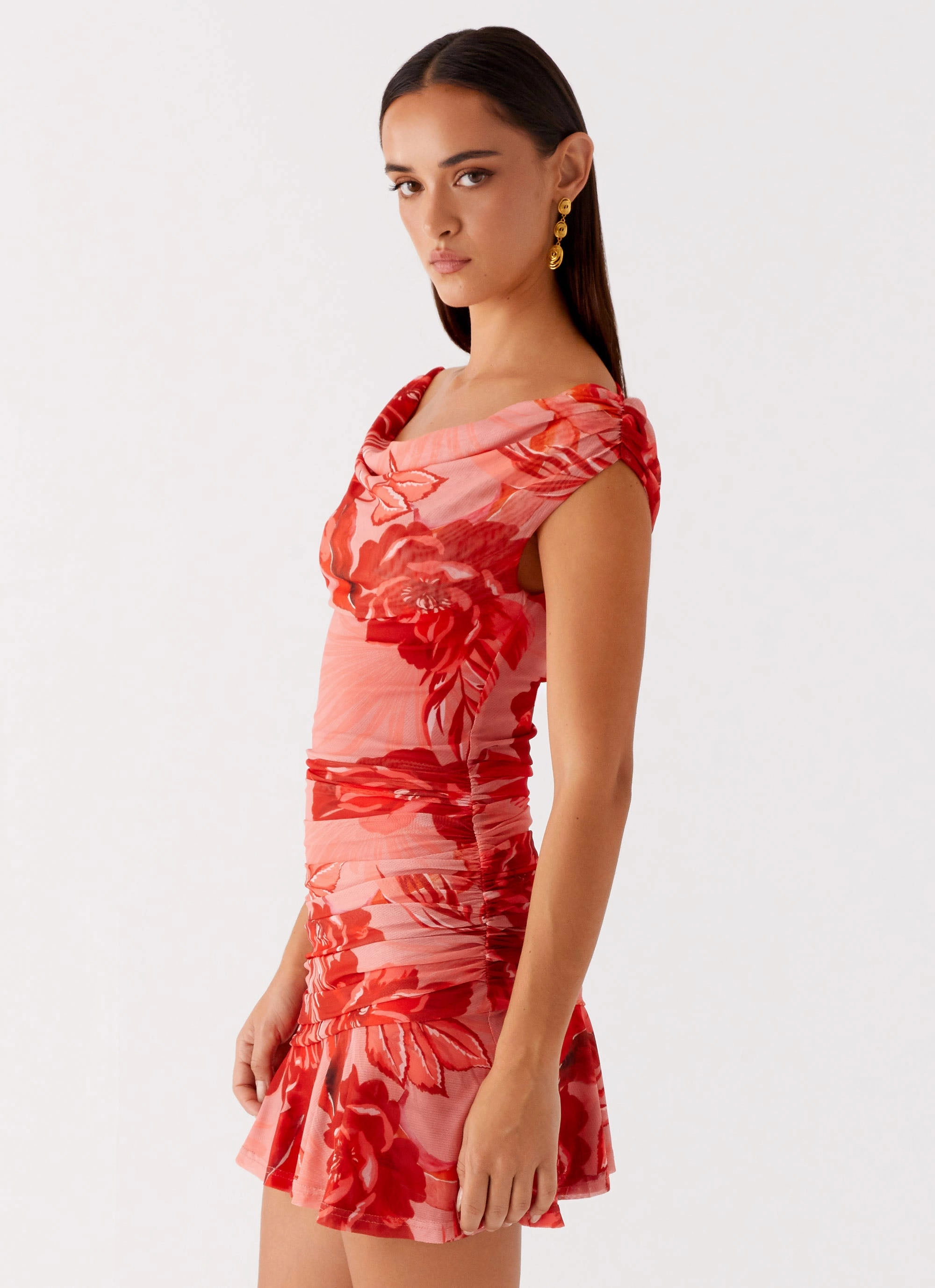 Cait Mini Dress - Sicily Sunsets Print Office Friendly Day Love