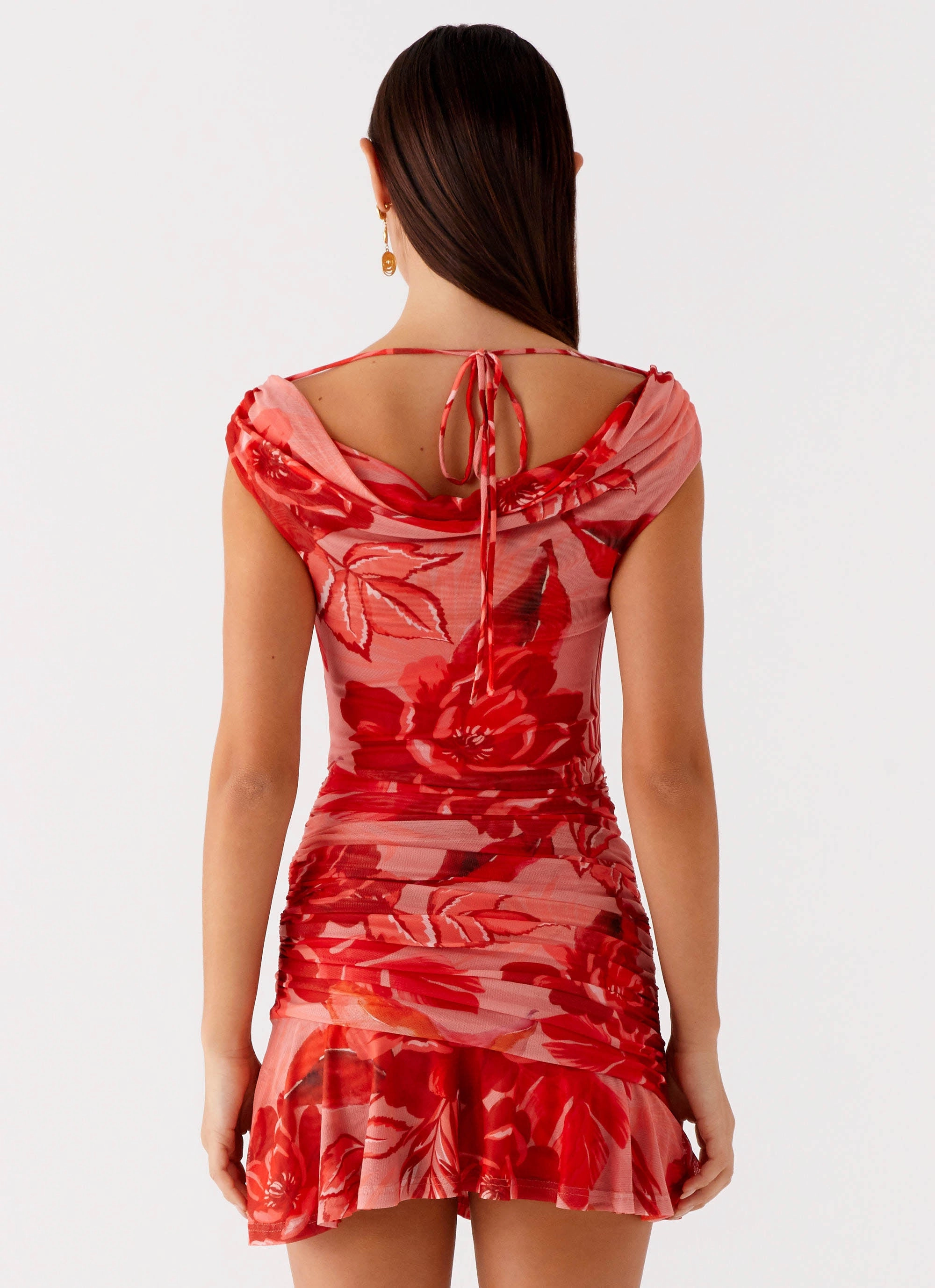 Cait Mini Dress - Sicily Sunsets Print Quick Fit Office Tone