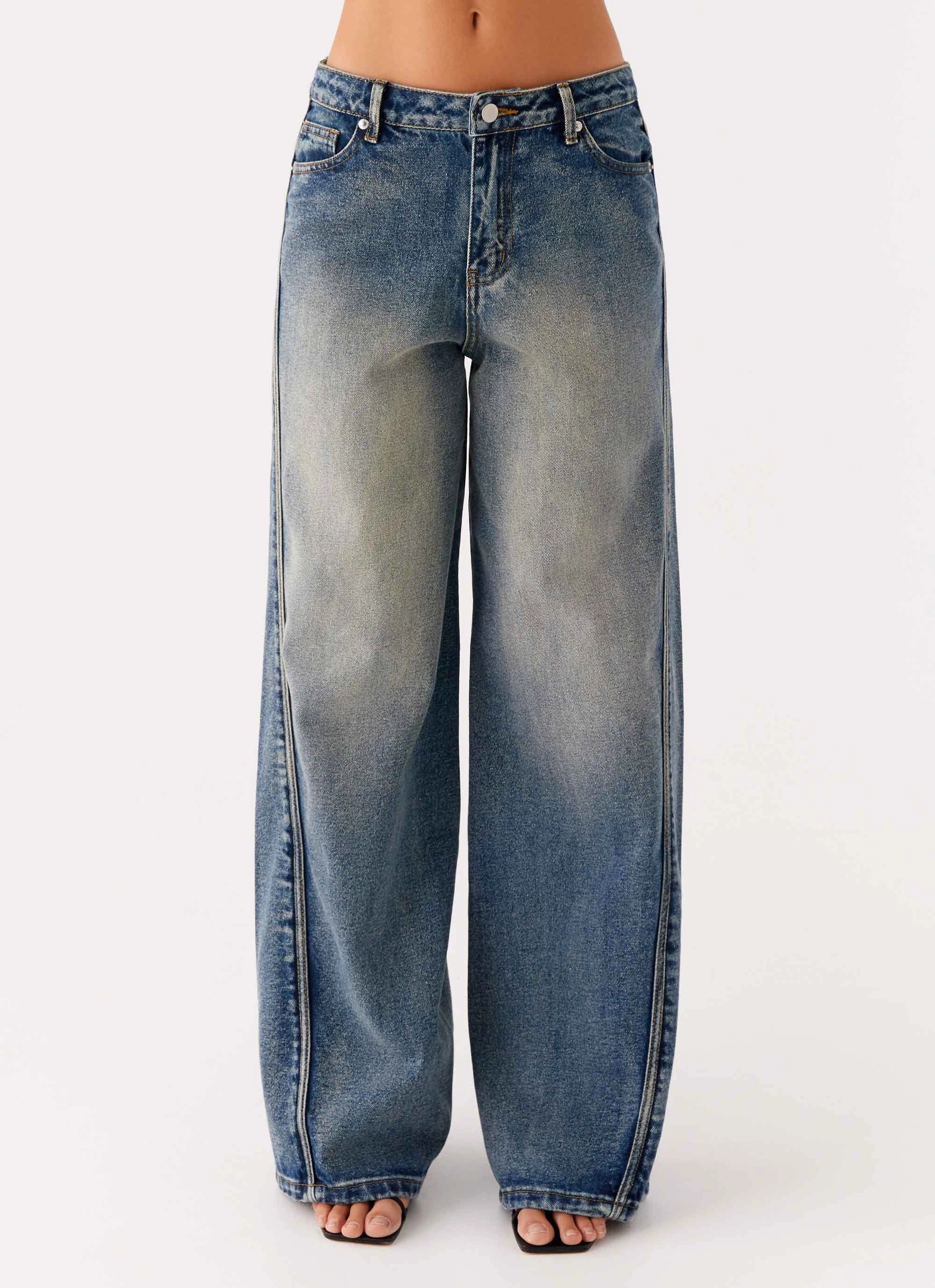 Natural Movement Flat waistband Calico Denim Jeans - Indigo