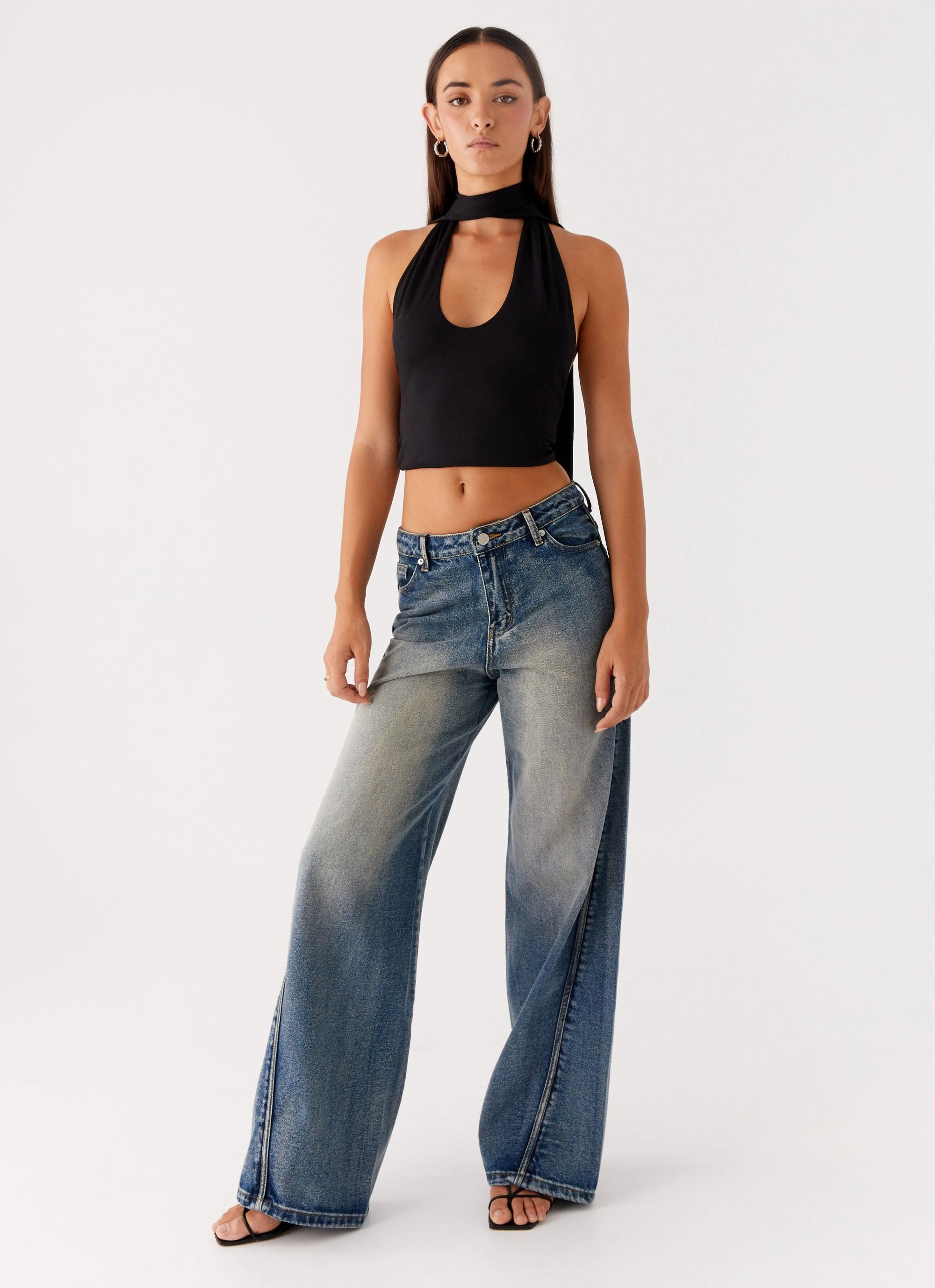 Calico Denim Jeans - Indigo Laser Cut Perforations