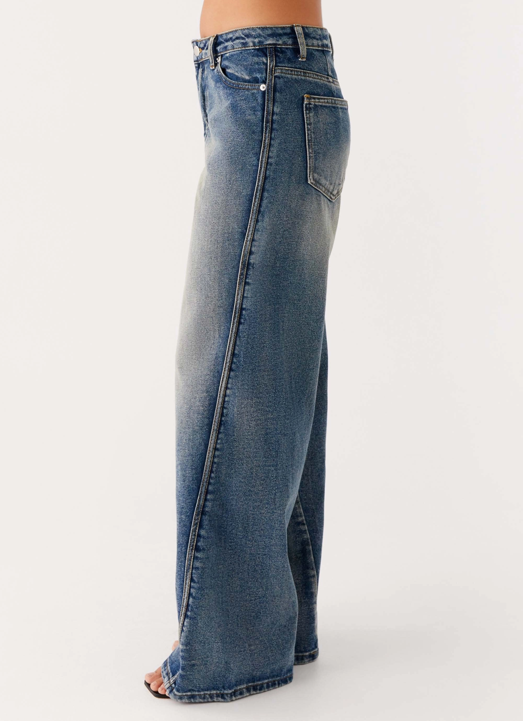 Calico Denim Jeans - Indigo Erasable Logo Patch Yoga Ready