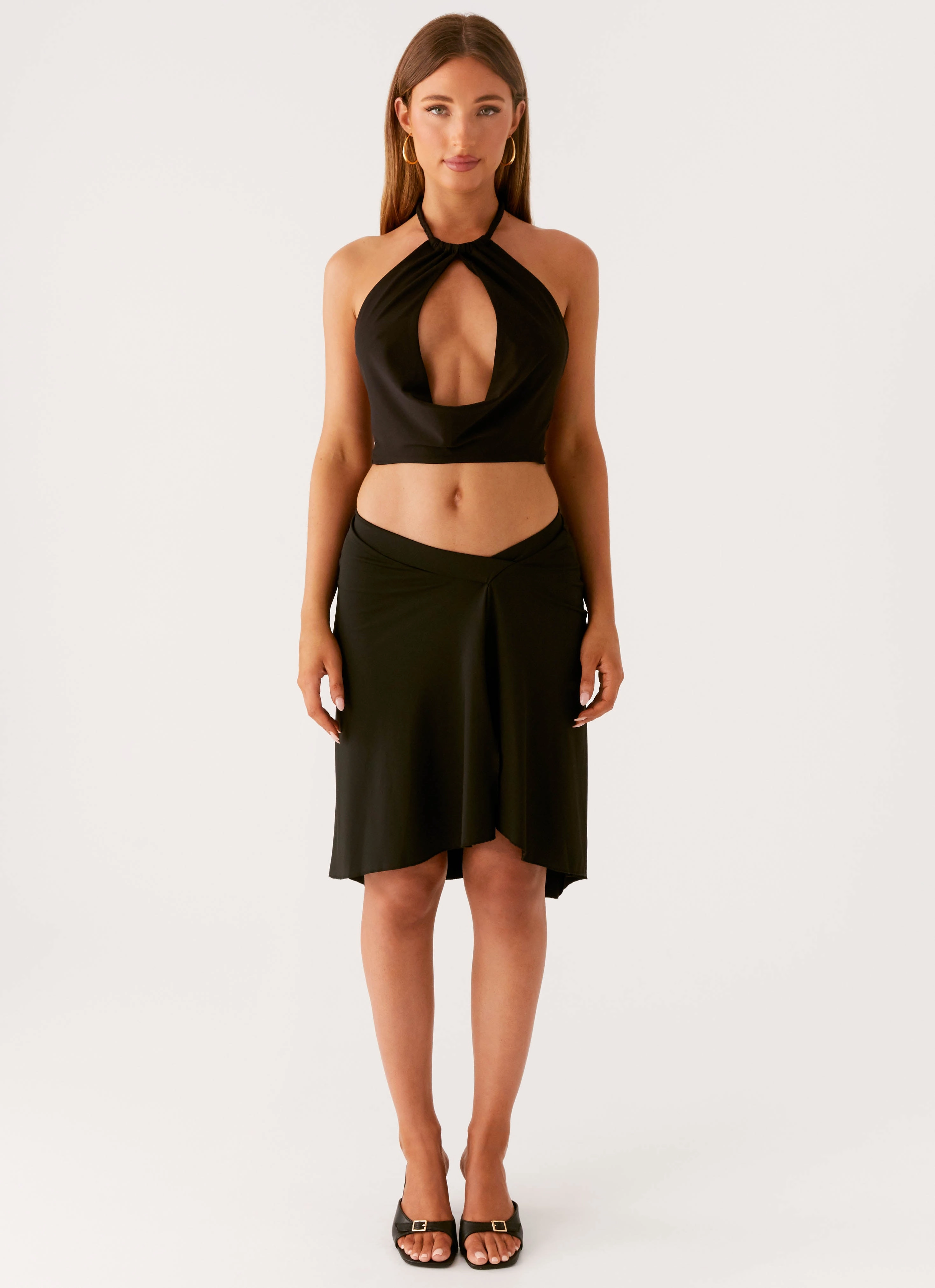 Tencel Blend Fabric UltraSoft Lining Calisa Cowl Top - Black