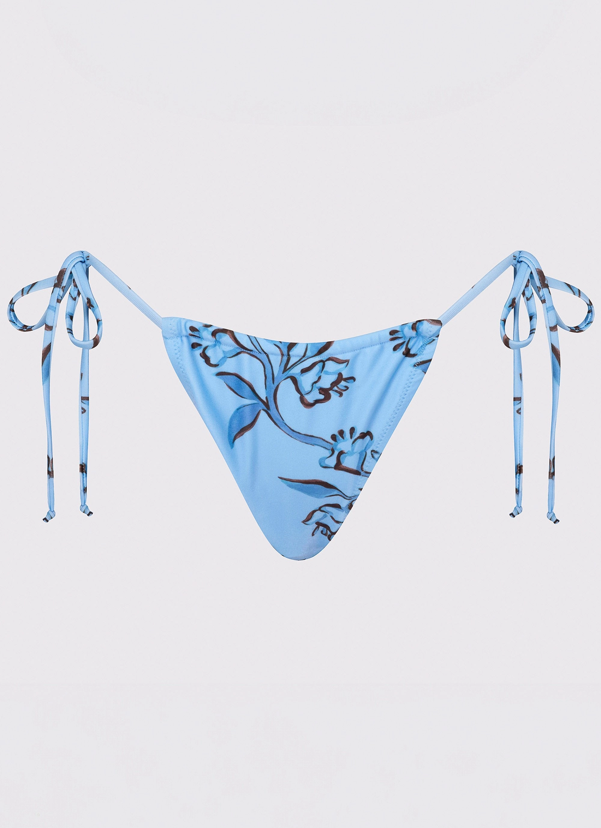 Calista Bikini Bottoms - Blue Floral Print Velvet