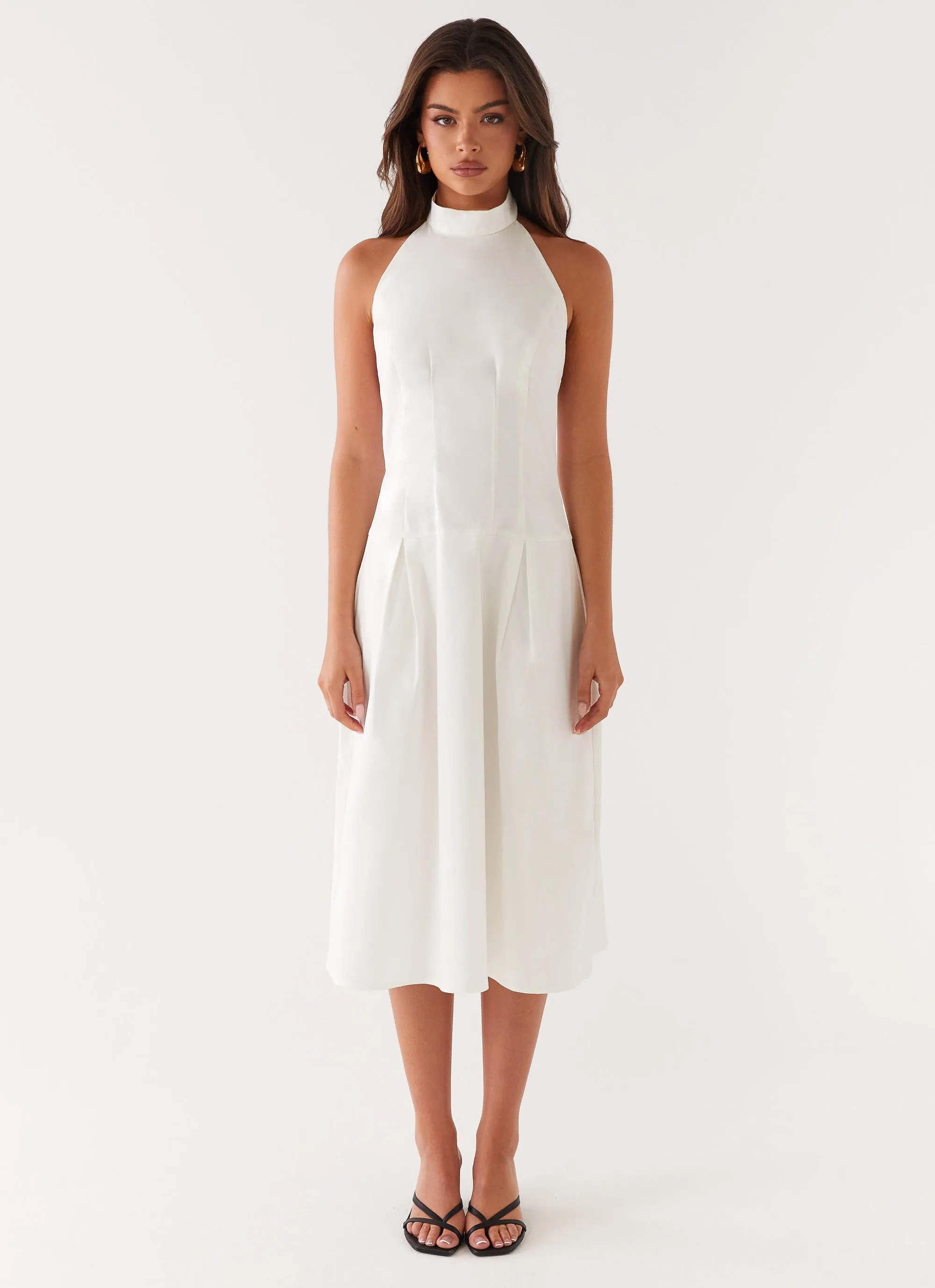 Layering Fit Smooth Finish Calla Halter Midi Dress - White