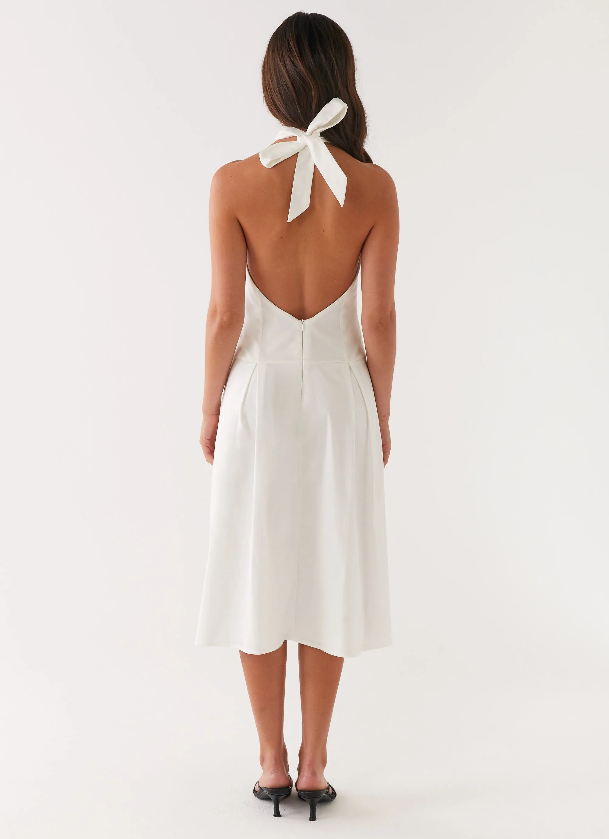 Calla Halter Midi Dress - White Feminine Movement Perfectly Crafted
