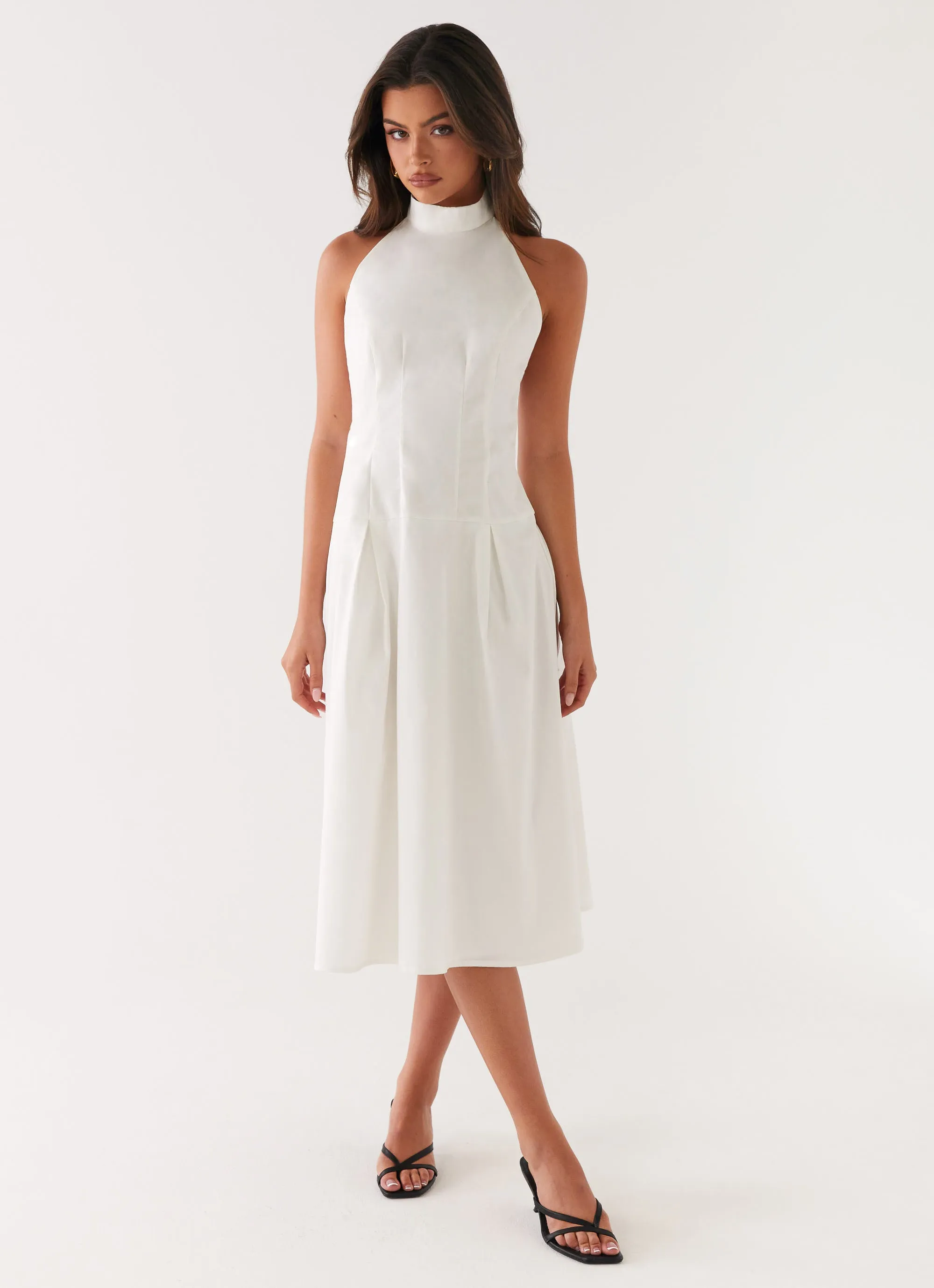 Church Scene Calla Halter Midi Dress - White