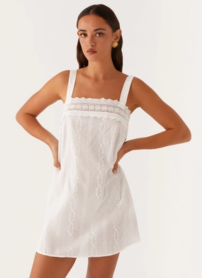 Bloom Soft Calla Broderie Mini Dress - White