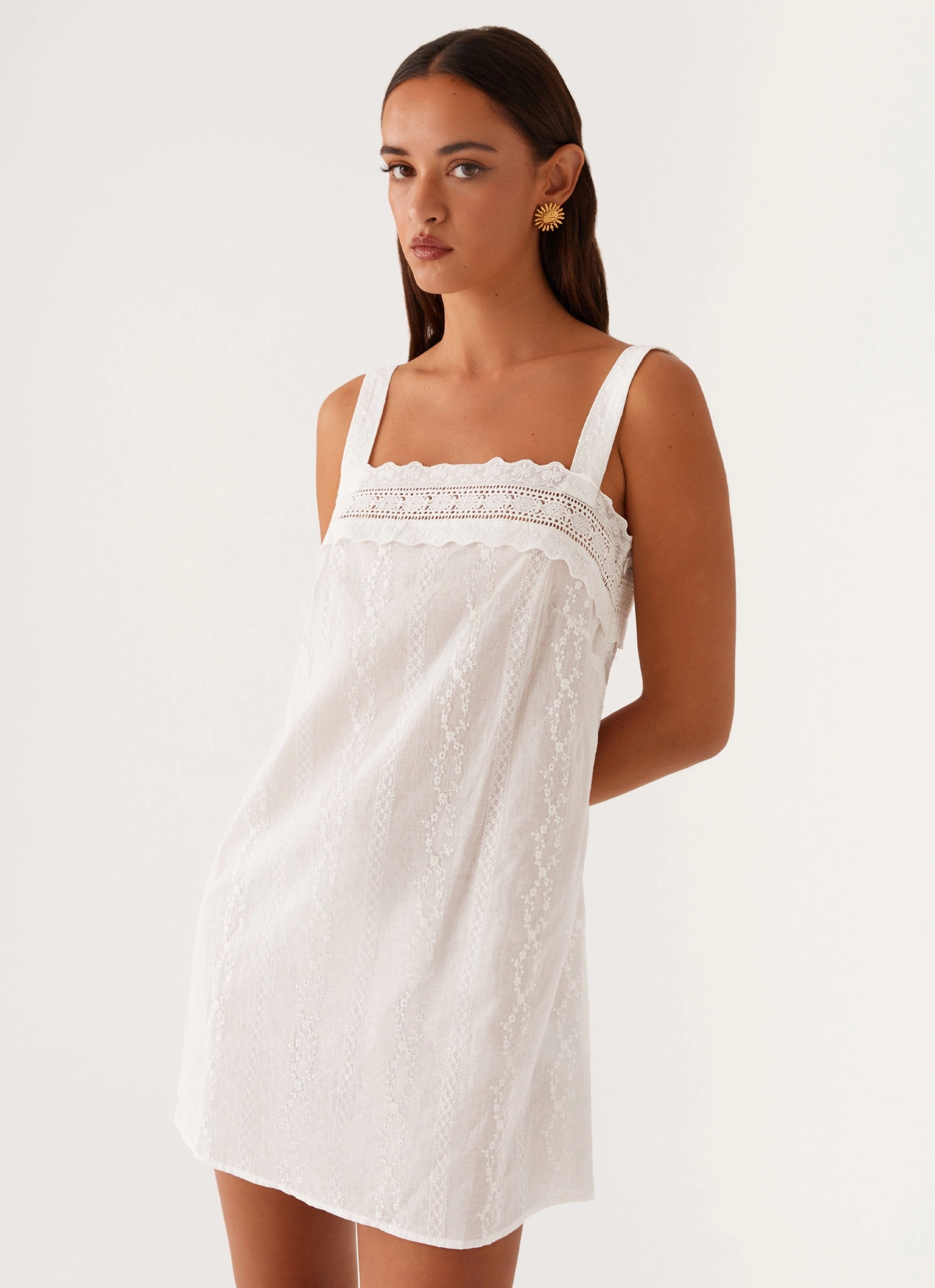 Calla Broderie Mini Dress - White Statement-Piece