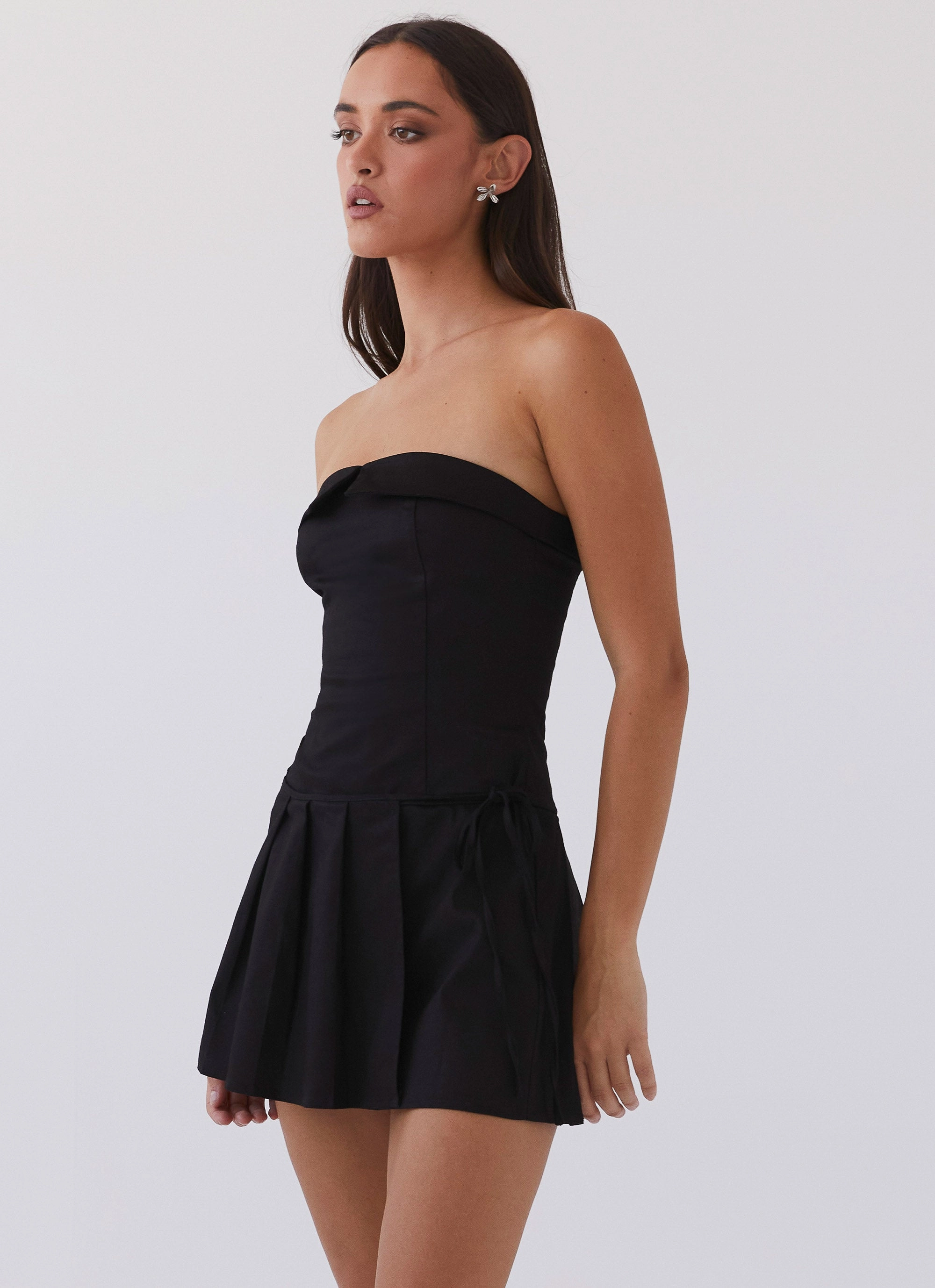 Calling The Shots Mini Dress - Black Soft Stretch Vibrant Design