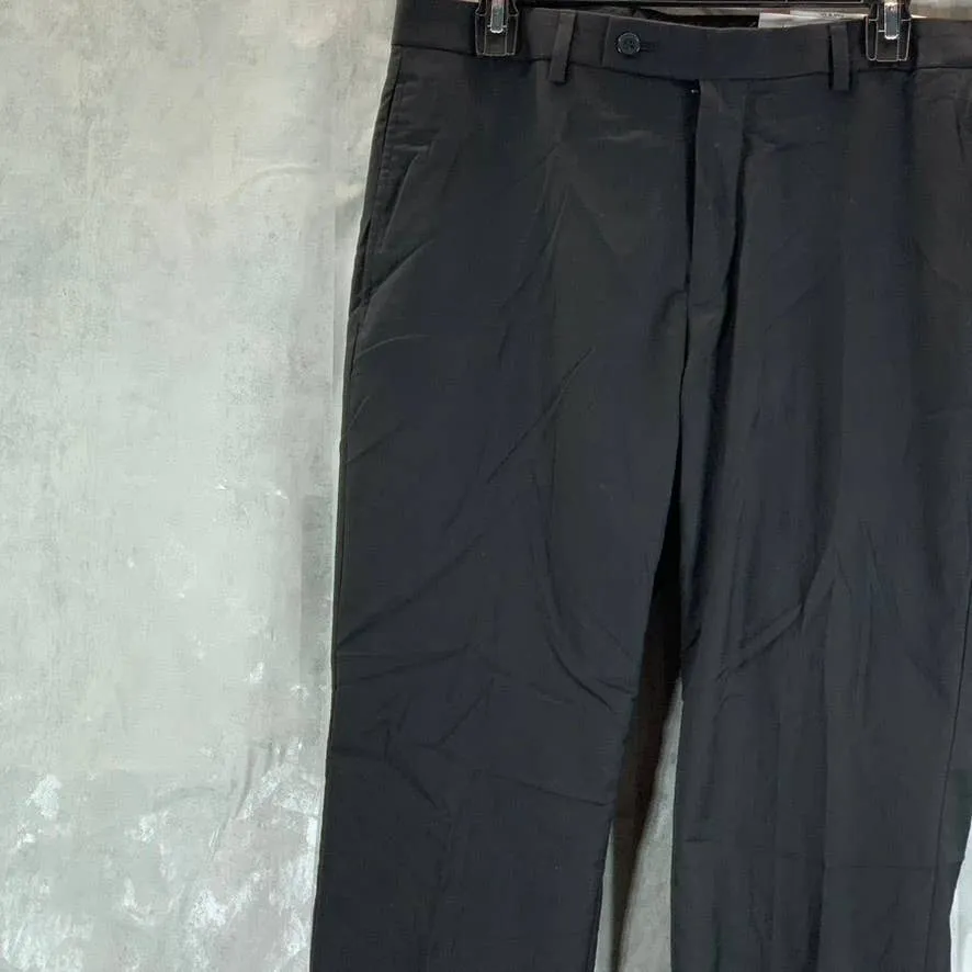 CALVIN KLEIN Men's Solid Black Slim-Fit Flat Front Dress Pants SZ 32X30