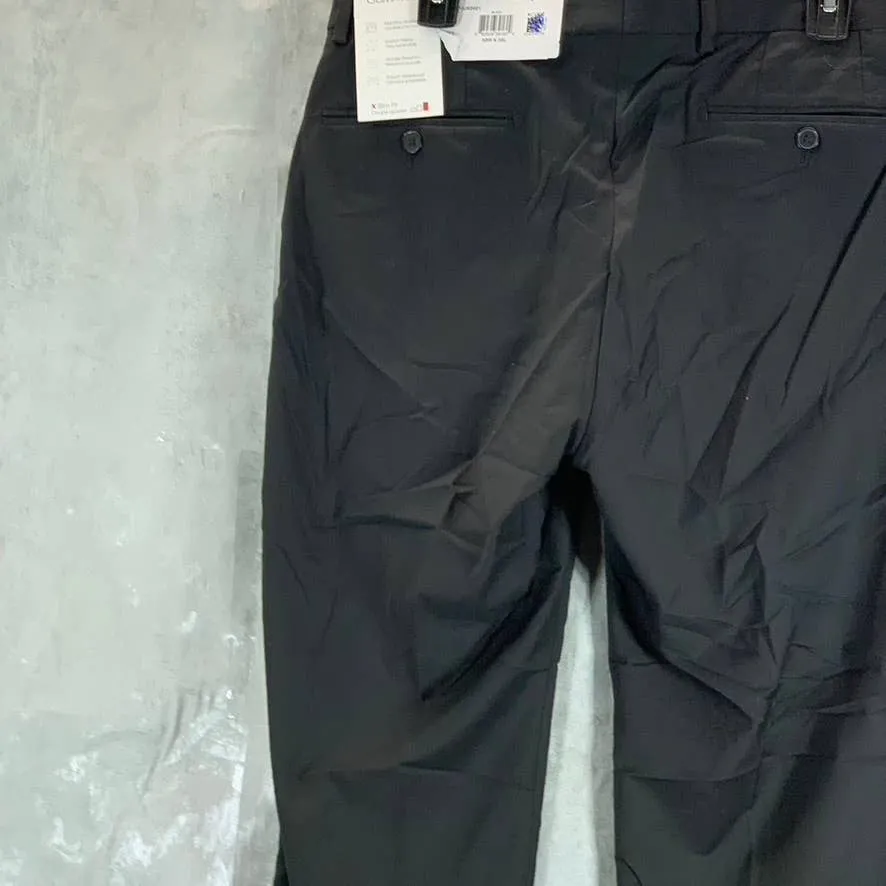 CALVIN KLEIN Men's Solid Black Slim-Fit Flat Front Dress Pants SZ 32X30