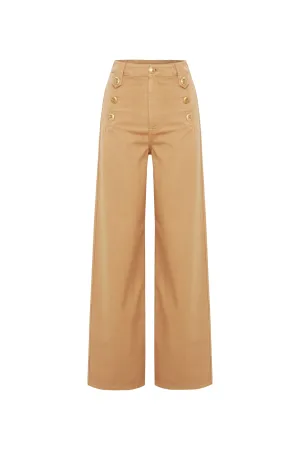 Camel Denim High-Waisted Pants
