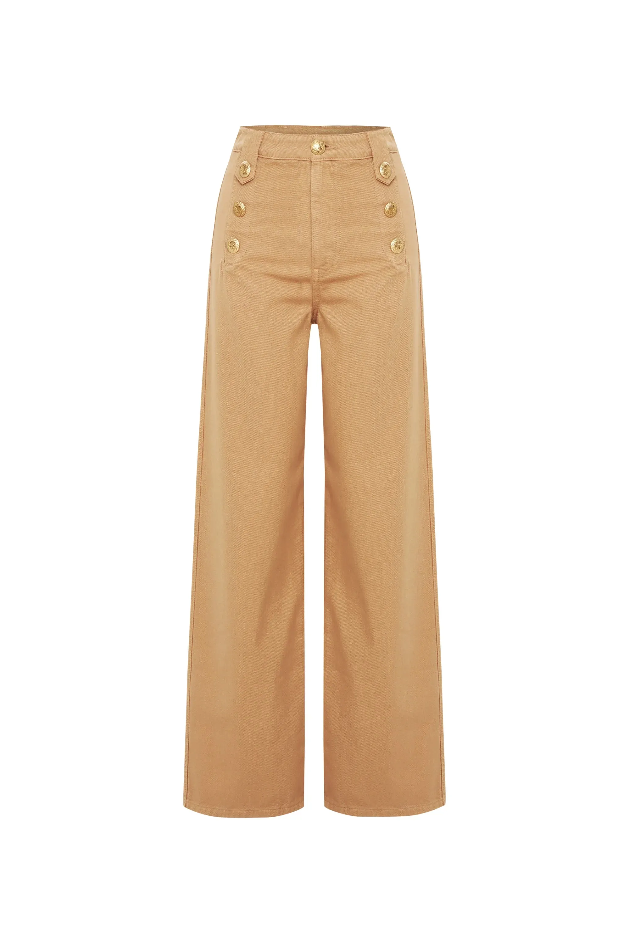 Camel Denim High-Waisted Pants